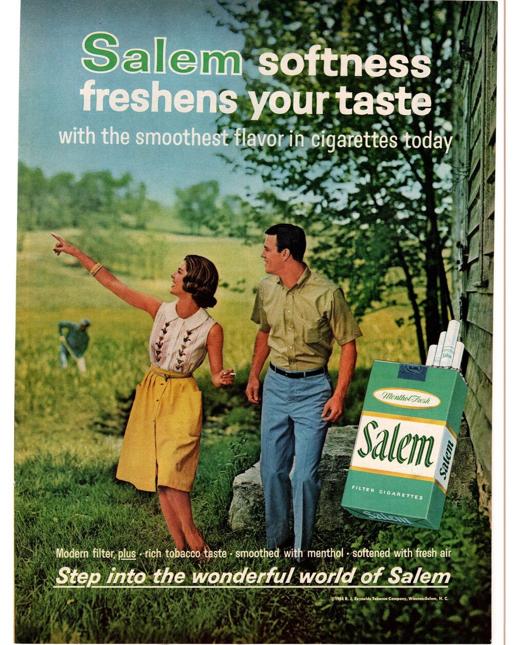 Salem Cigarette Advertisement 1965 Vintage Color Tobacciana Couple Man Woman